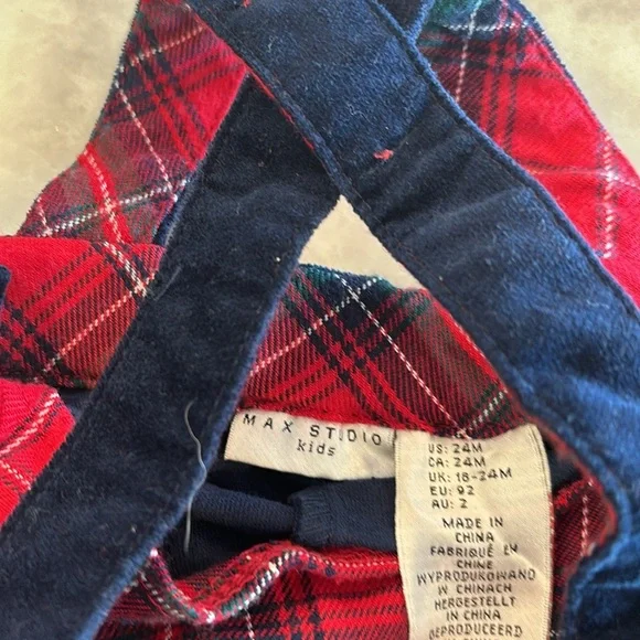 Kids Boy Toddler Blue with red plaid overalls sz 24 month - Picture 4 of 4